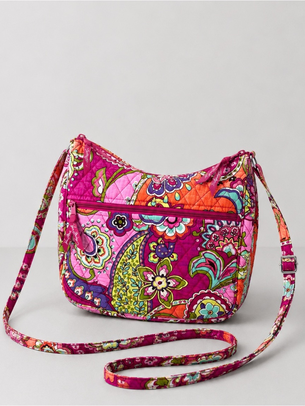 Vera Bradley Pink Swirls Vera Bradley On the Go Crossbody Purse Quilted Pink